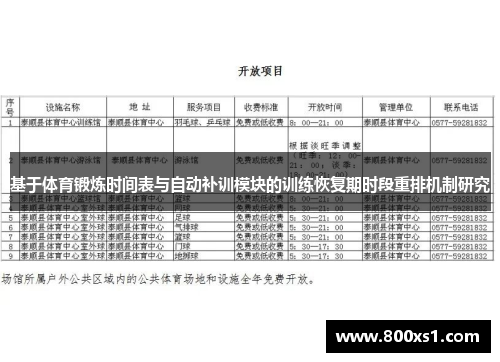 基于体育锻炼时间表与自动补训模块的训练恢复期时段重排机制研究